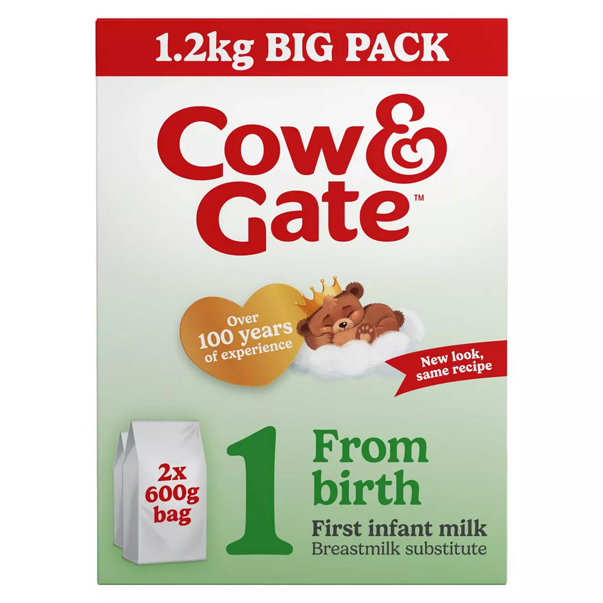 Cow & Gate 1 First Infant Baby Milk Formula Powder, From Birth, 1.2kg