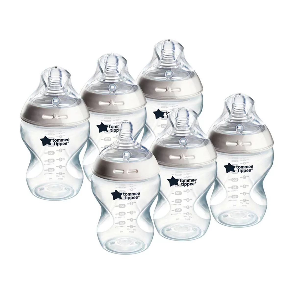 Tommee Tippee Natural Start Anti-Colic Baby Bottle, Slow Flow Breast-Like Teat, Anti-Colic Valve, Self-Sterilising, Pack of 6