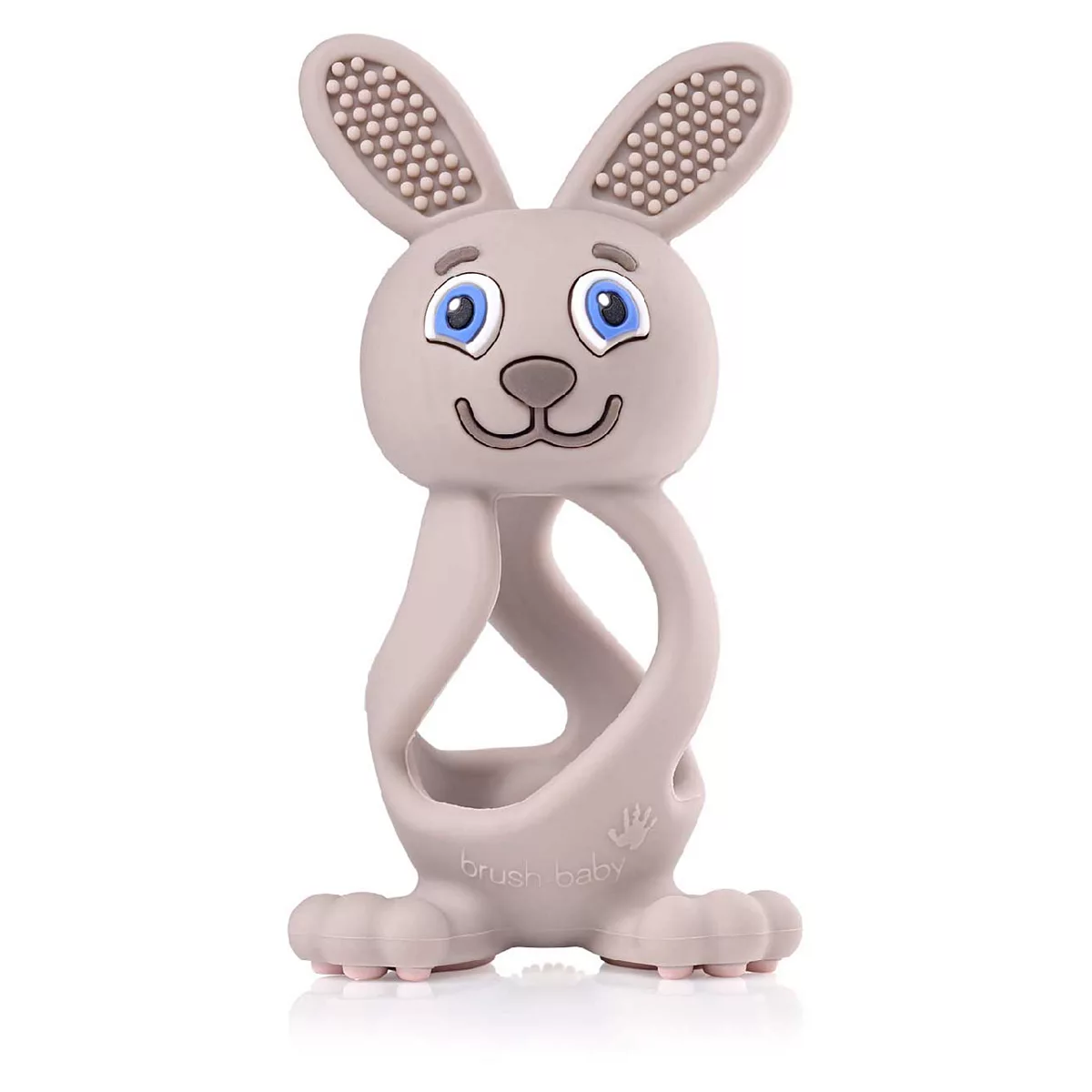 Bobbie Bunny Baby Teether Toy Cappuccino Grey | Twist & Bounce Teething Toy