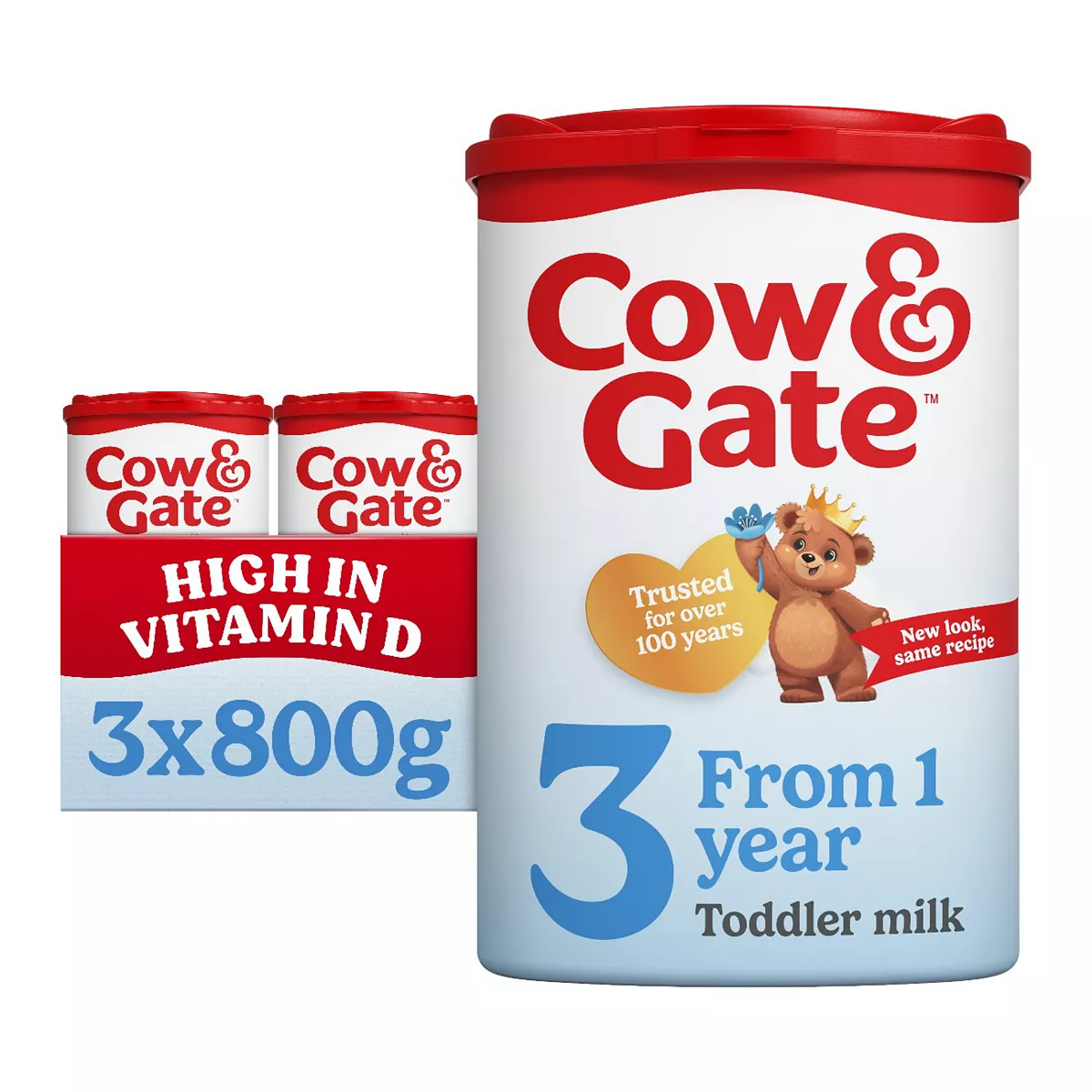 Cow & Gate Toddler Milk 1+ Years 800g powder x 3
