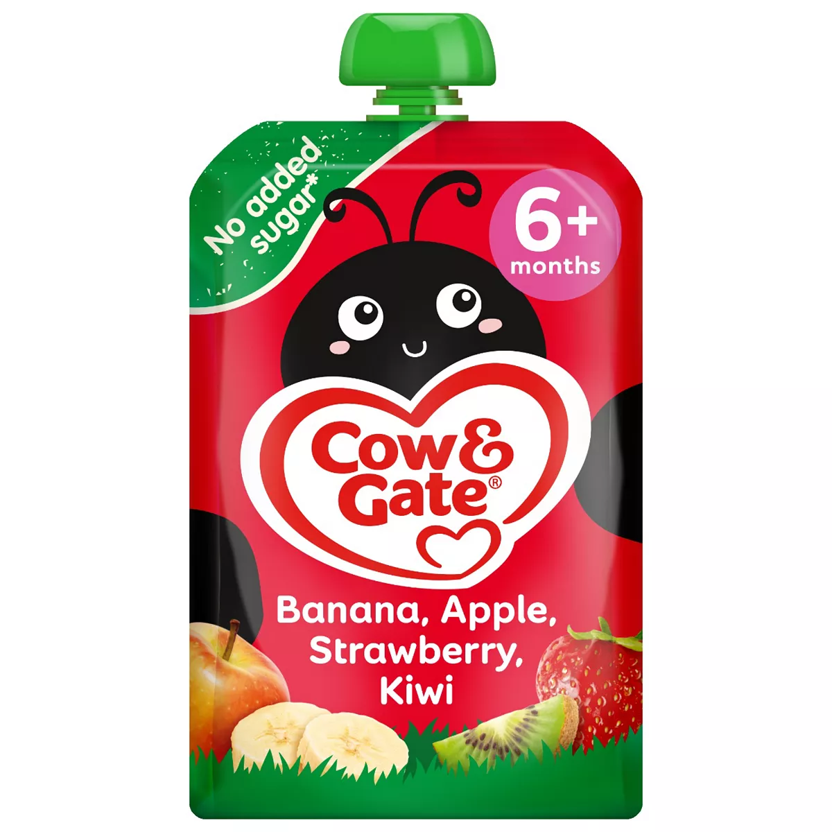 Cow & Gate Fruit Pouch Banana Apple Strawberry & Kiwi Baby Food 6 Plus Months
