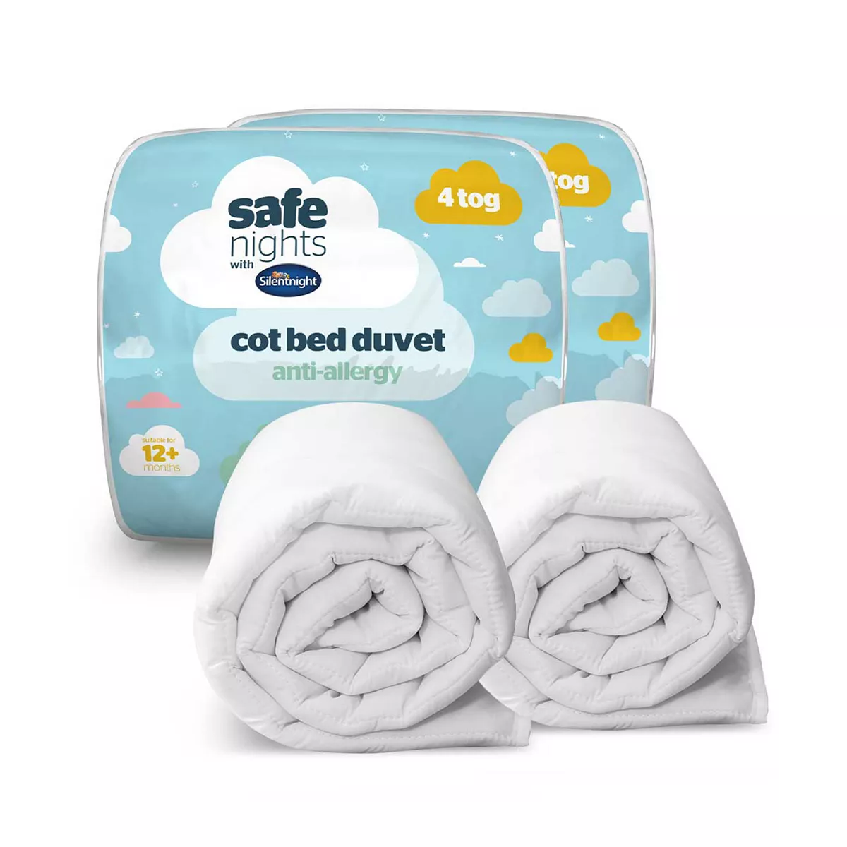 Silentnight Safe Nights Anti Allergy 4 Tog Cot Bed Duvet - 2 Pack
