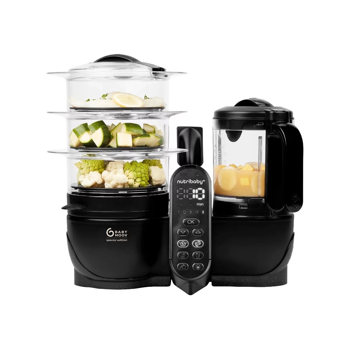 Babymoov Nutribaby Plus XL Black Edition 6 in 1 Baby Food Processor/Blender/Steamer/Steriliser