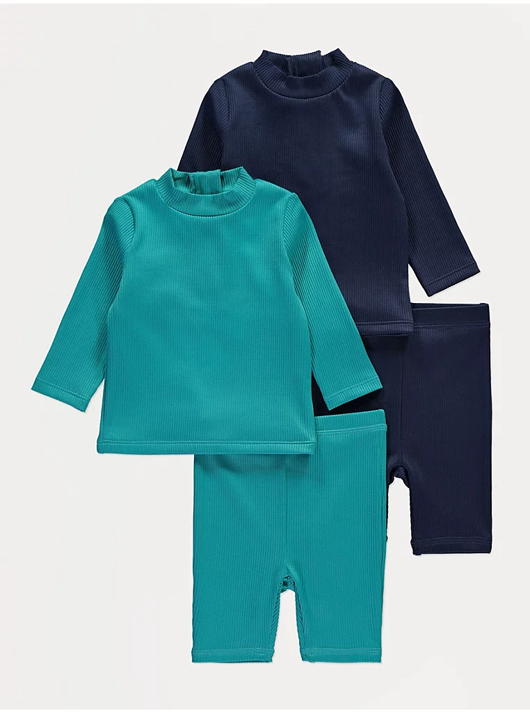 Ribbed Sun Protection 4pc Swim Set