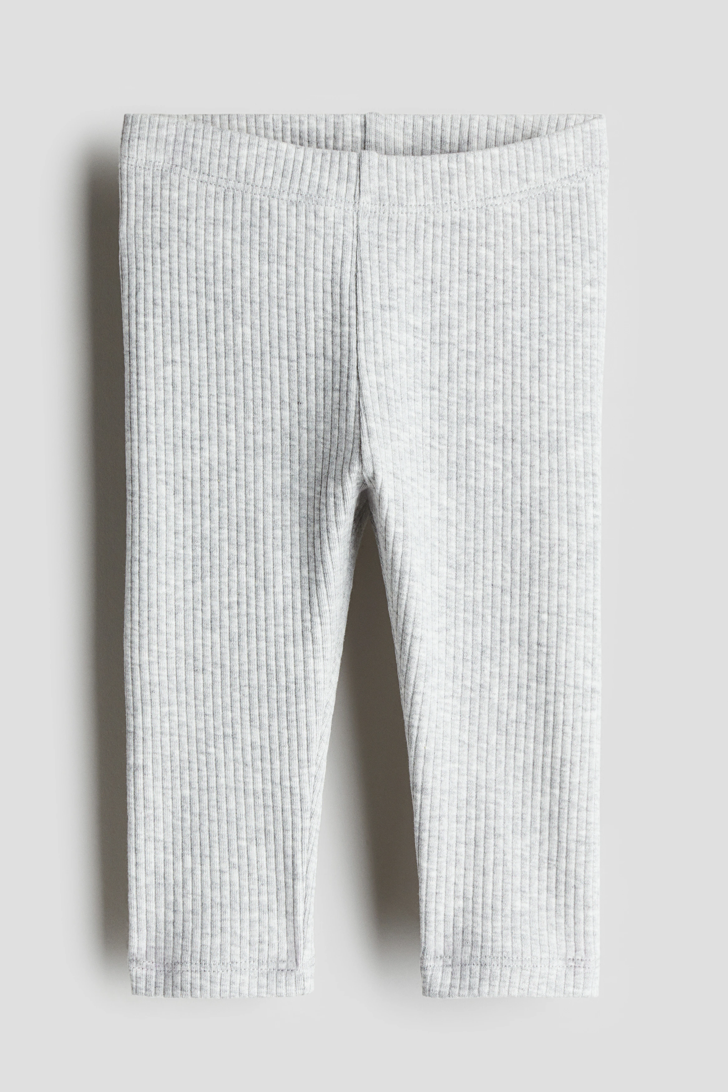 Ribbed cotton leggings — Light grey marl
