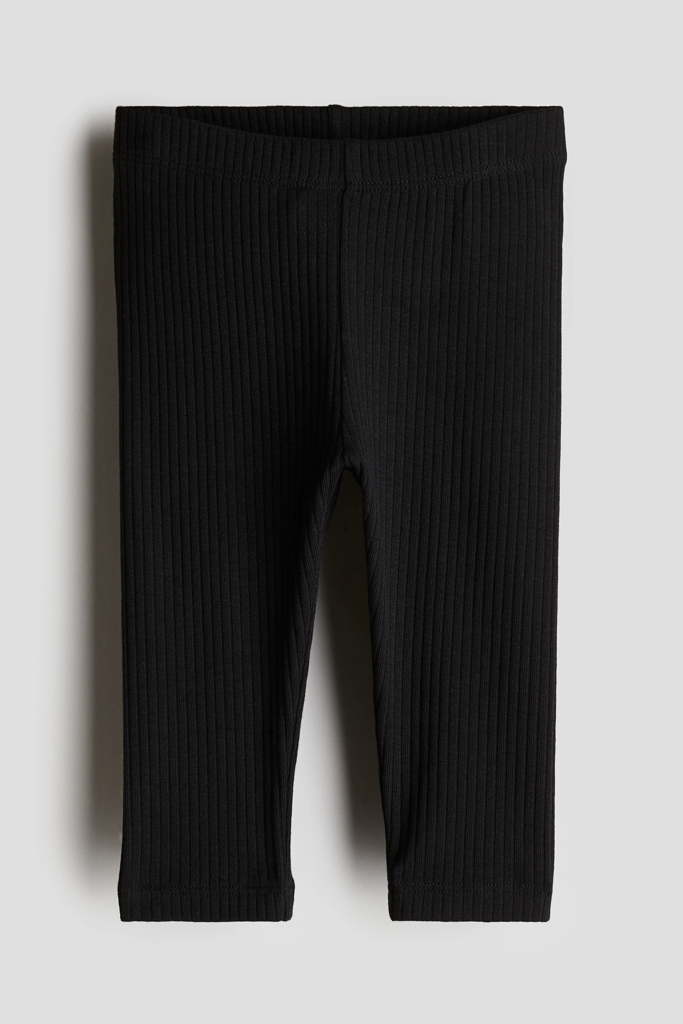Ribbed cotton leggings — Black