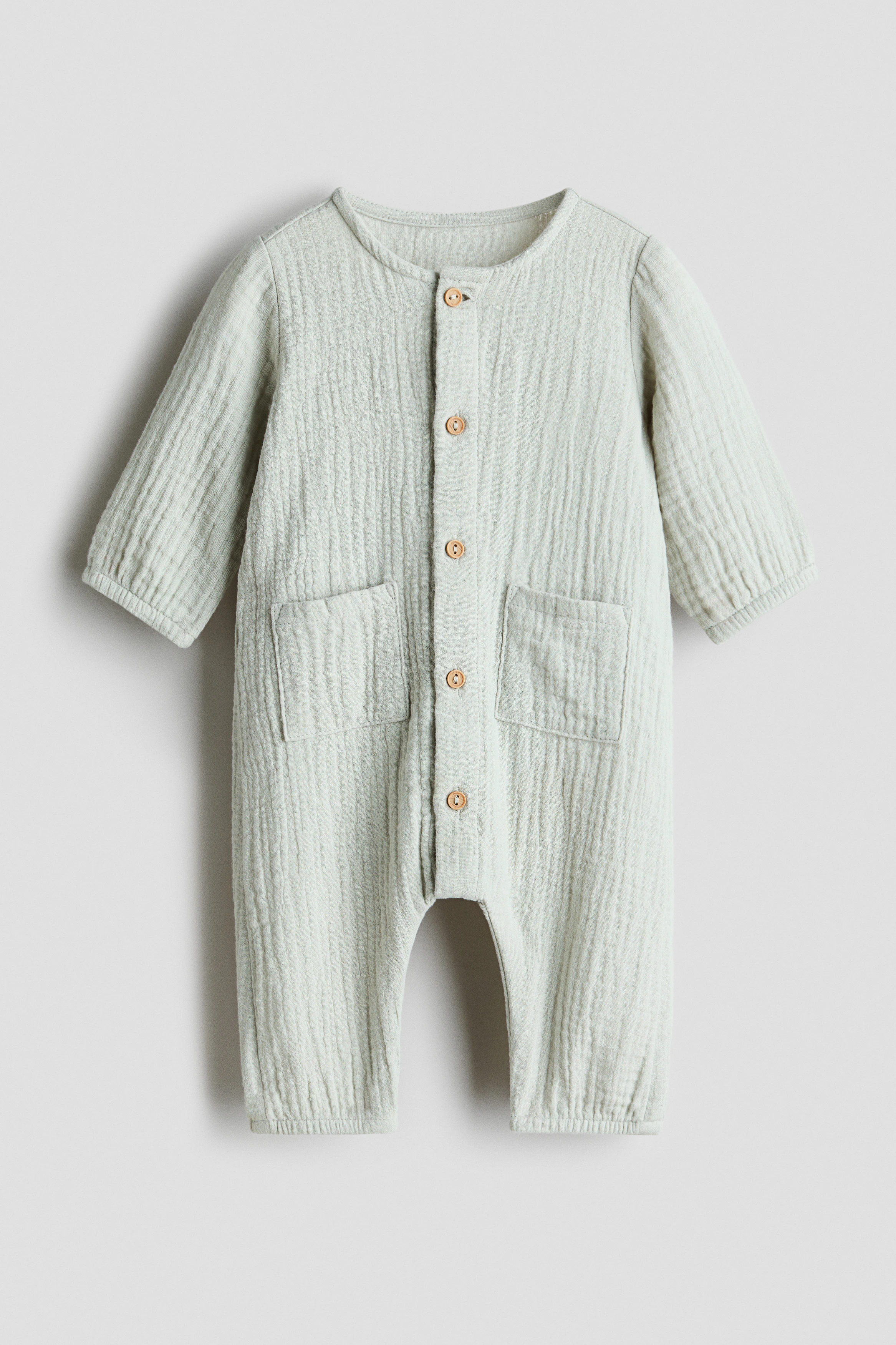 Cotton muslin romper suit — Light dusty green