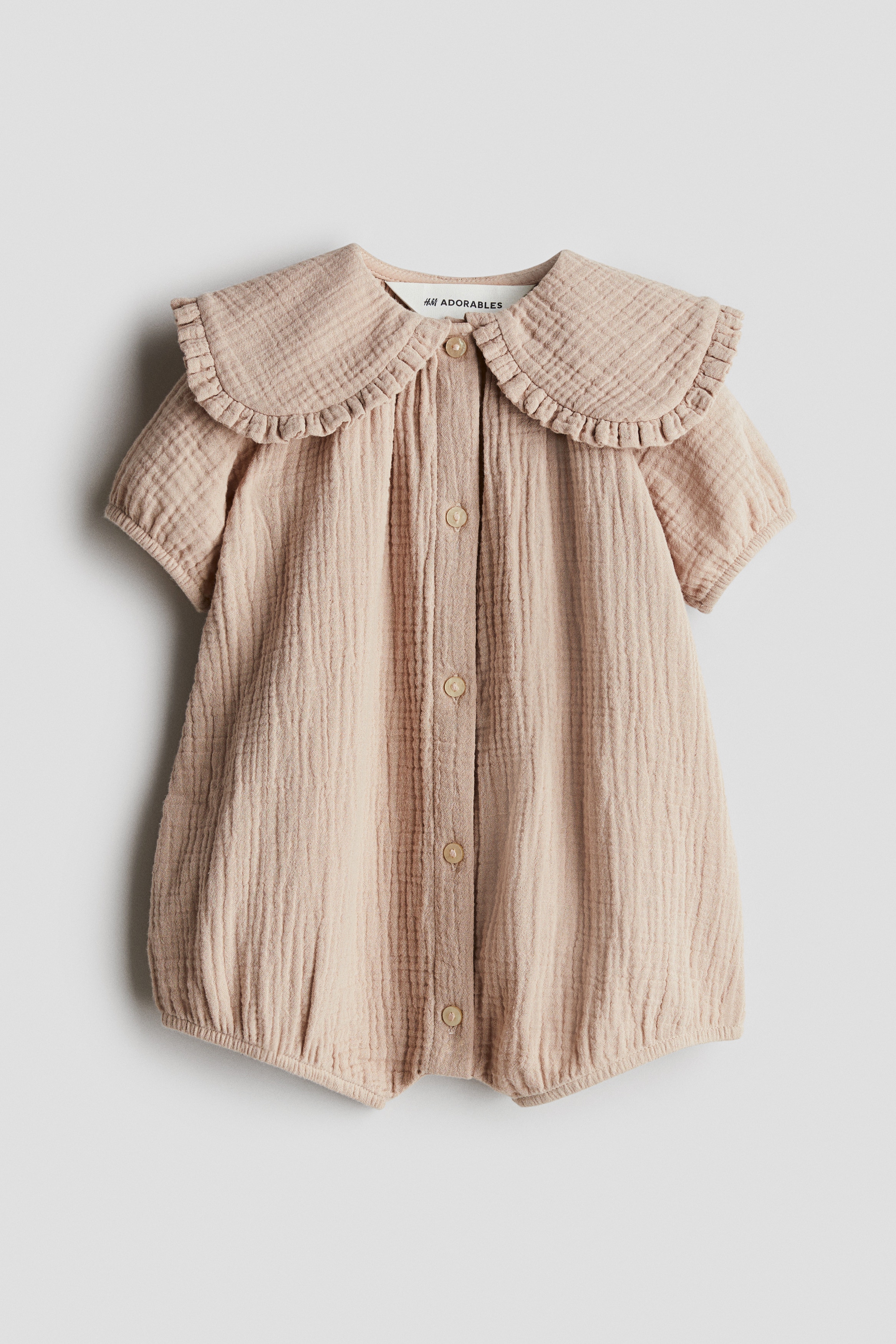 Cotton muslin romper suit — Beige
