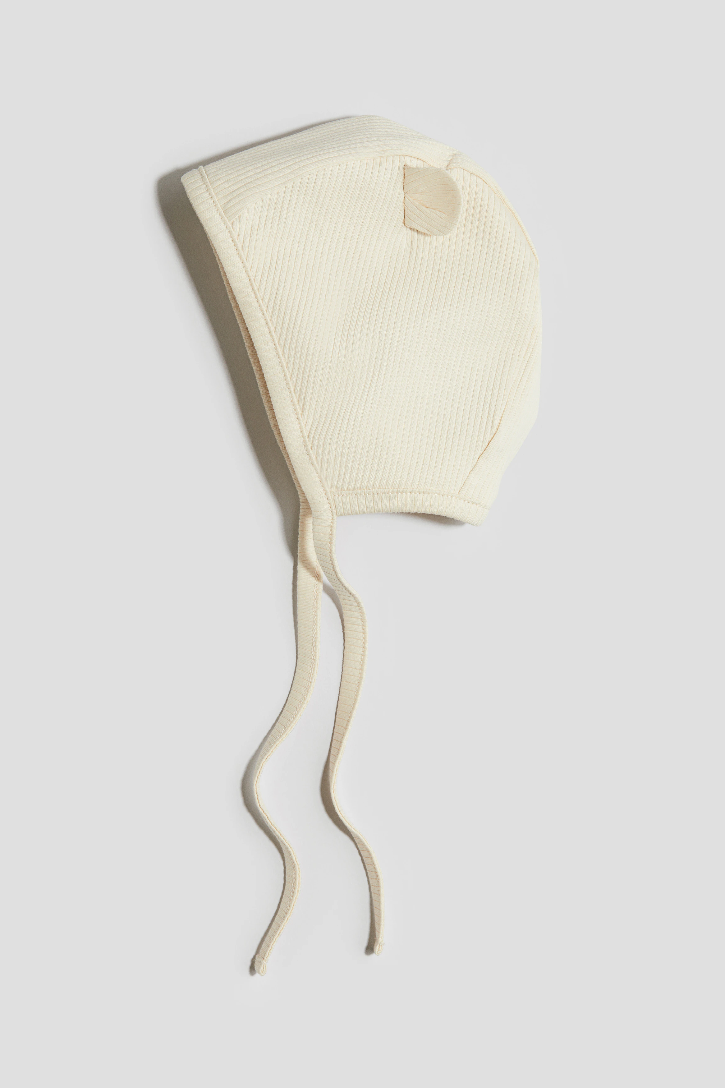 Ear-appliqué cotton bonnet — Light beige