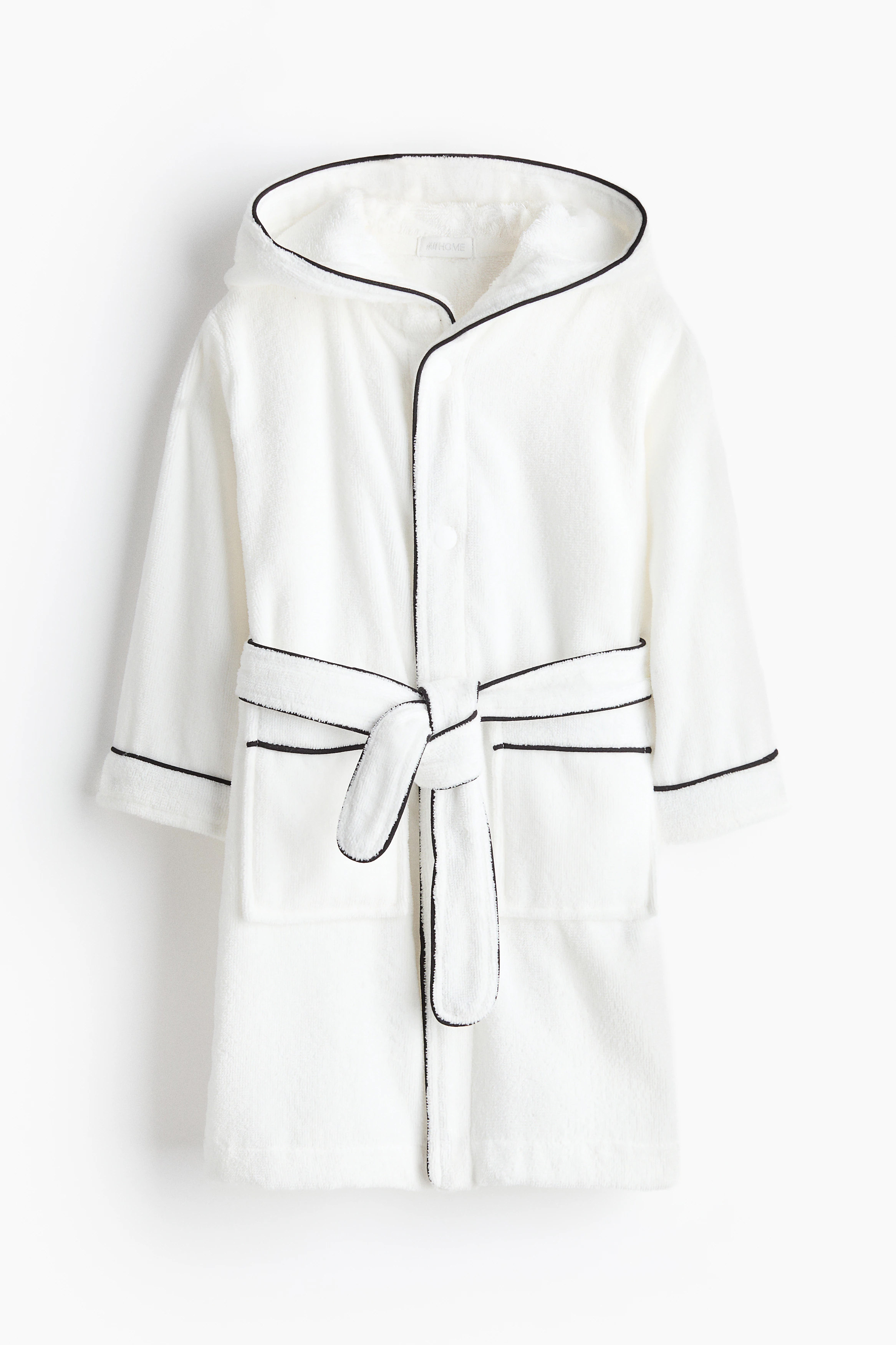 Baby terry dressing gown — White/Black
