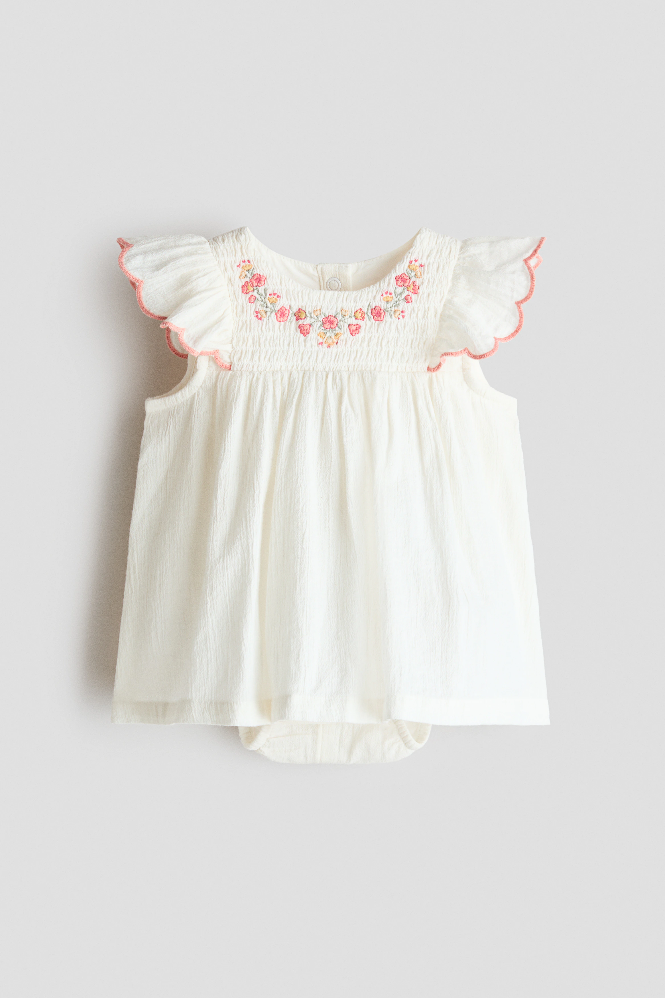 Cotton bodysuit dress — White/Flowers