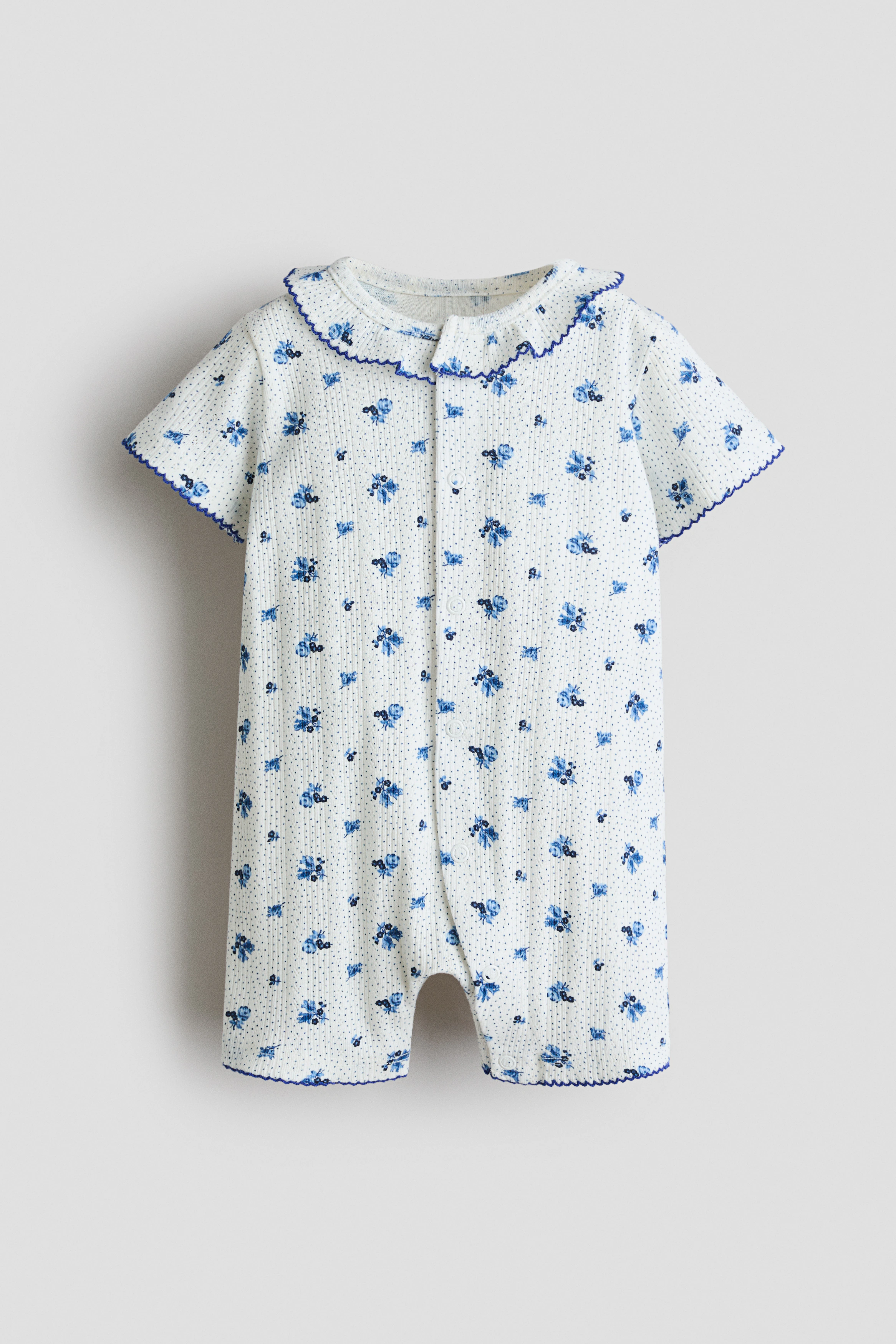 Floral-print cotton sleepsuit — White/Floral
