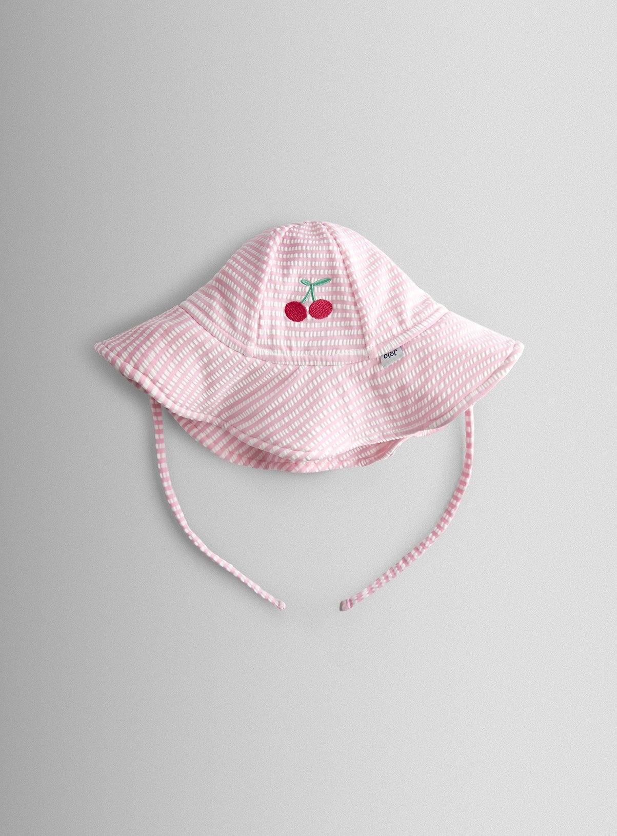 JOJO MAMAN BÉBÉ Cherry Stripe Floppy Sun Hat — Pink